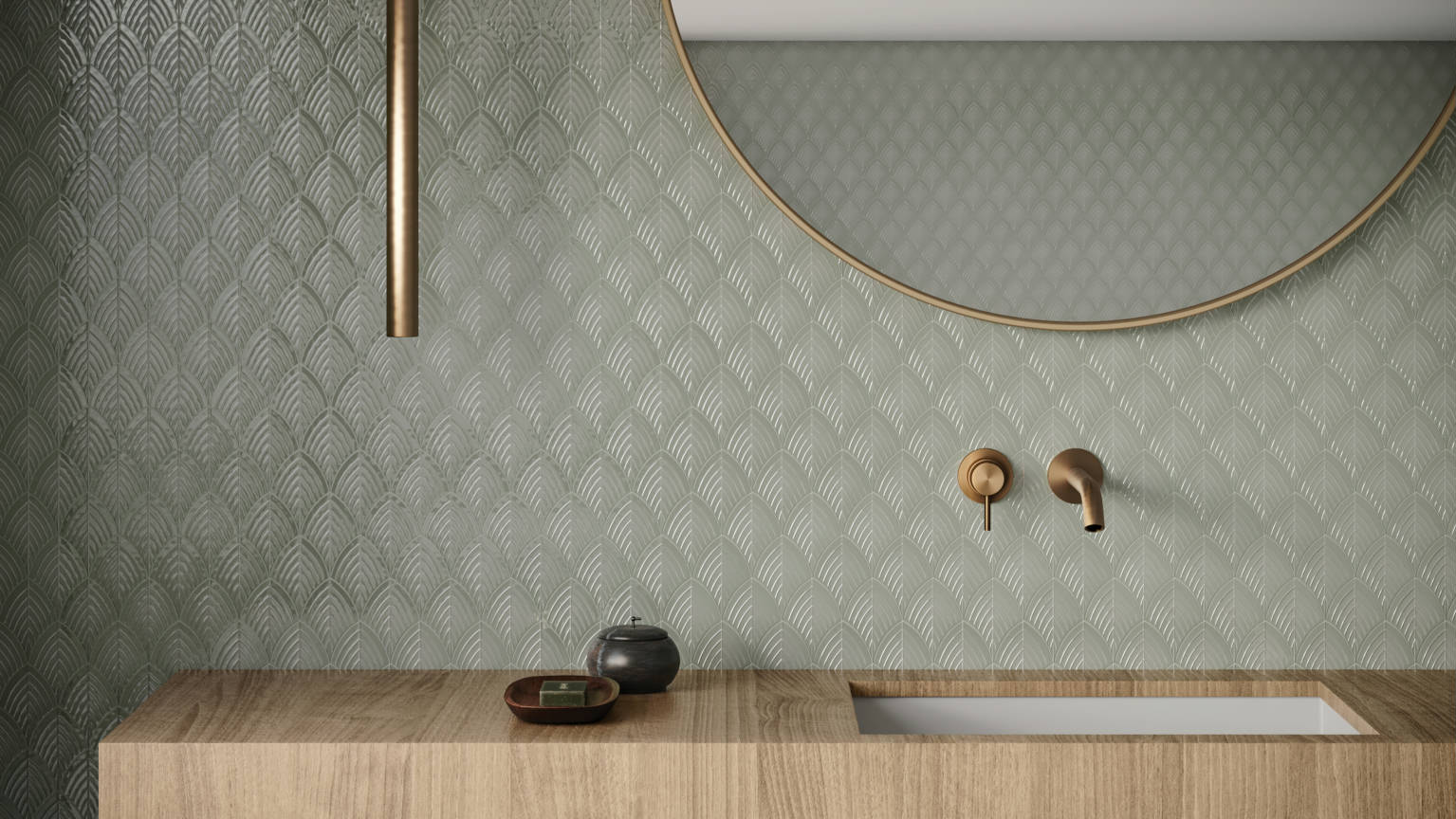 Traditions Soft Sage Glossy Scallop Mosaic 2 | Revere Tile Company