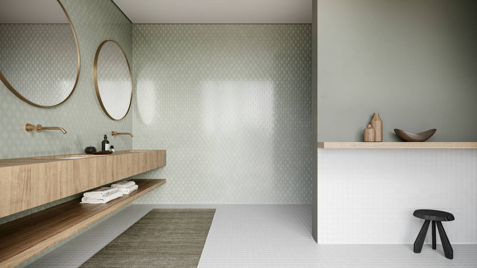 Traditions Soft Sage Glossy Scallop Mosaic | Revere Tile Company