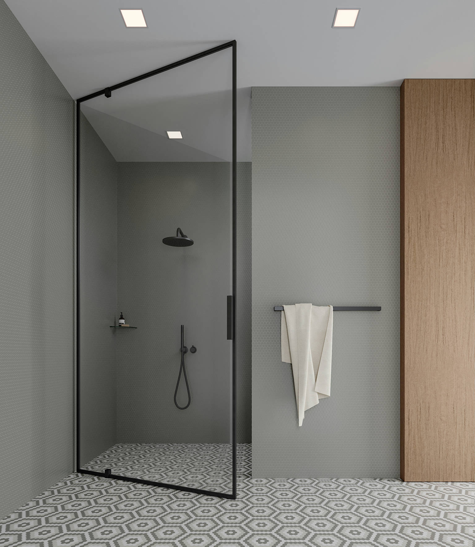 Traditions Taupe Matte 1in Hex Mosaic 2 | Revere Tile Company