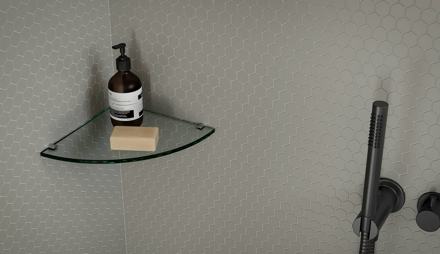 Traditions Taupe Matte 1in Hex Mosaic | Revere Tile Company